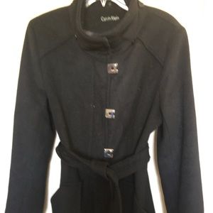 Calvin Klein winter side snap pop collar coat